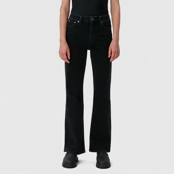 GANNI “Betzy” Slim Flare Jeans Size 24W / 32L — Color: Washed Black - Picture 1 of 14
